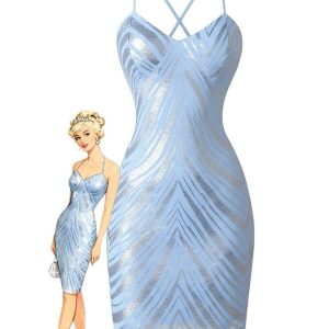 1920s Spaghetti Strap Sequin Chevron Backless Party Dress