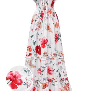 1930s Bandeau Floral Tiered Ruffle Hem Dress