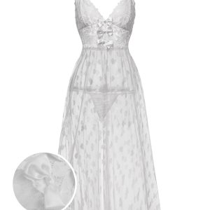 1930s Heart Dot Lace Spaghetti Straps Nightgown