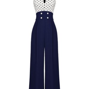 [Pre-Sale] 1930s Polka Dot Patchwork Button Jumpsuit