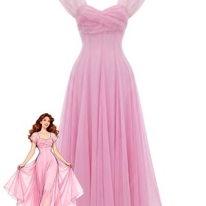 [Pre-Sale] 1930s Sweetheart Neck Cap Sleeve Mesh Fishbone Dress