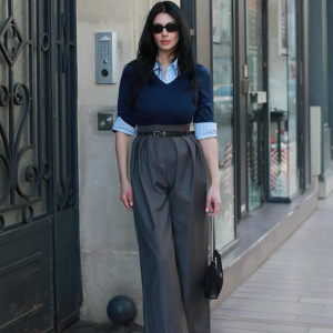 Blue & Gray 1940s Knit Colorblock 3/4 Sleeve Shirt Jumpsuit