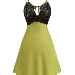 1940s Lace Suspender Patchwork Backless Nightgown