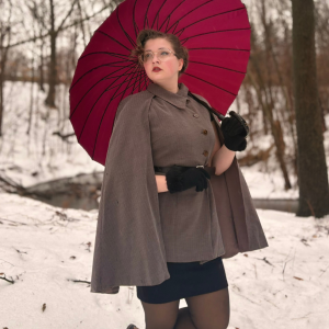 1940s Lapel Belted Jacket With Detachable Cape