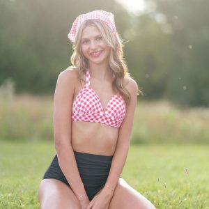 1950s Halter Plaids Lace-Up Swimsuit