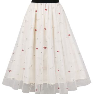 1950s High Waist Colorful Flower Skirt