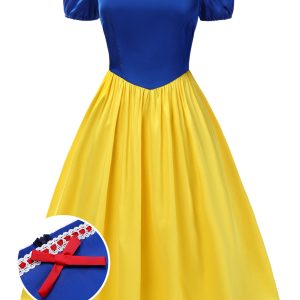 1950s Off-Shoulder Puff Sleeve Princess Bow Dress