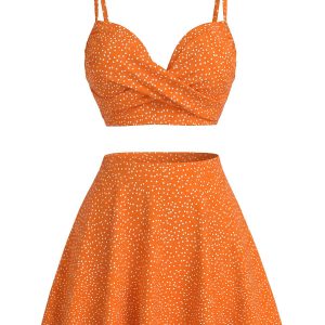 1950s Polka Dot High-Waist Bikini Set & Cover-Up