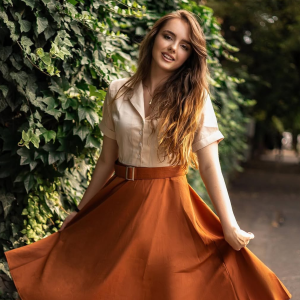 Khaki 1950s Snow White Style Button Dress