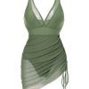 [Pre-Sale] 1950s Strap Sheer Mesh Solid One-Piece Swimsuit