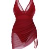 [Pre-Sale] 1950s Strap Sheer Mesh Solid One-Piece Swimsuit