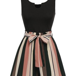 [Pre-Sale] 1950s Stripes Knitted Belted Romper