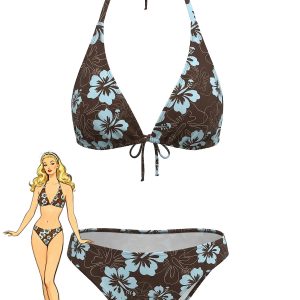 1960s Floral Tropical Bikini Set