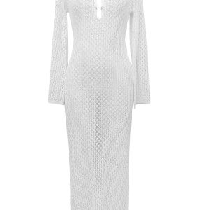 1960s Hollow Knitted Maxi Dress Cover-Up