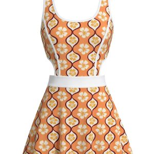Multicolor 1960s Cherry Blossom Cutout One-Piece Swimdress