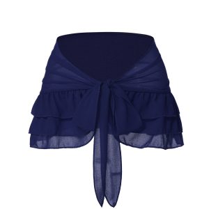 Blue 1960s Solid Chiffon Skirt Cover-Up