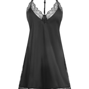 1970s Lace Patchwork Spaghetti Straps Nightgown