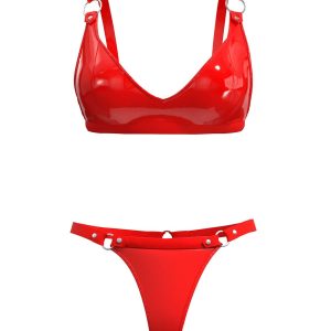 1970s Patent Leather Punk Style Bra & Thong