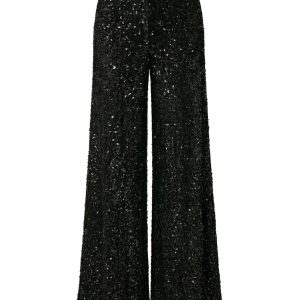 1970s Solid Sequined Disco Wide Leg Pants