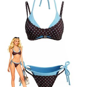 1980s Faux Two-Piece Tie-Side Bikini Set