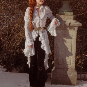 White 1980s Gigot Sleeve Victorian Lace Dress