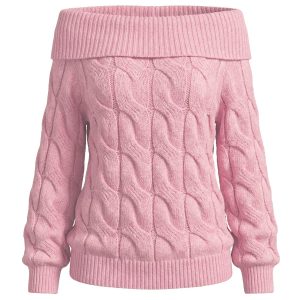 2000s Y2K Solid Off-Shoulder Sweater