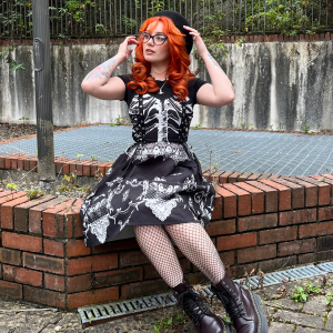 Black 1950s Lace-up Halloween Dress