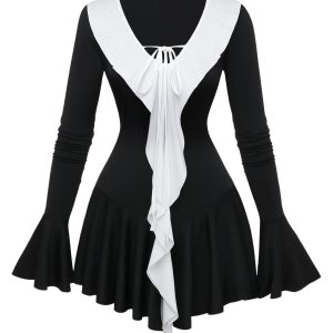 Black & White 1960s Ruffled Peplum Dress