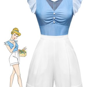 Blue 1940s Cinderella Ruffled Romper