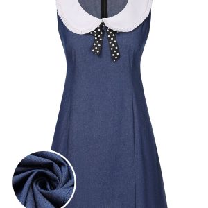 Blue 1960s Peter Pan Collar Denim Dress