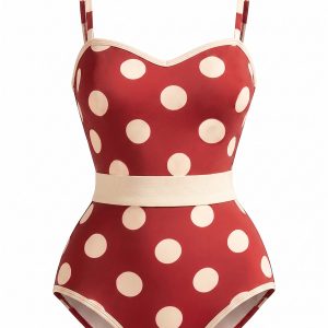 [Pre-Sale] Flame Scarlet 1950s Polka Dot Backless Swimsuit