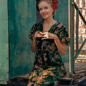 Green 1930s Velvet Vintage Jumpsuit