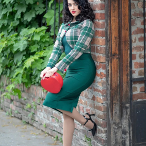 Green 1950s Lapel Scottish Plaid Jacket