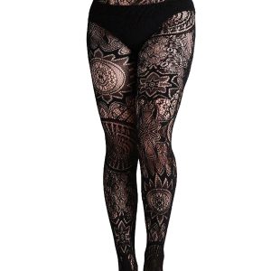 Halloween Gothic Lace Floral Pattern Sheer Tights