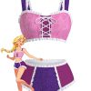Multicolor 1950s Rapunzel Princess Swimsuit