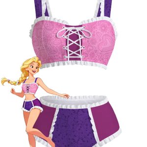 Multicolor 1950s Rapunzel Princess Swimsuit