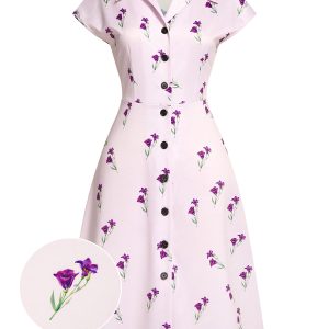 [Pre-Sale] Purple 1940s Petunia Lapel Dress