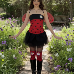 Red 1960s Miraculous Ladybug Cosplay Costume Set