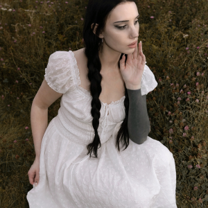 White 1940s Solid Cotton Embroidered Lace Dress